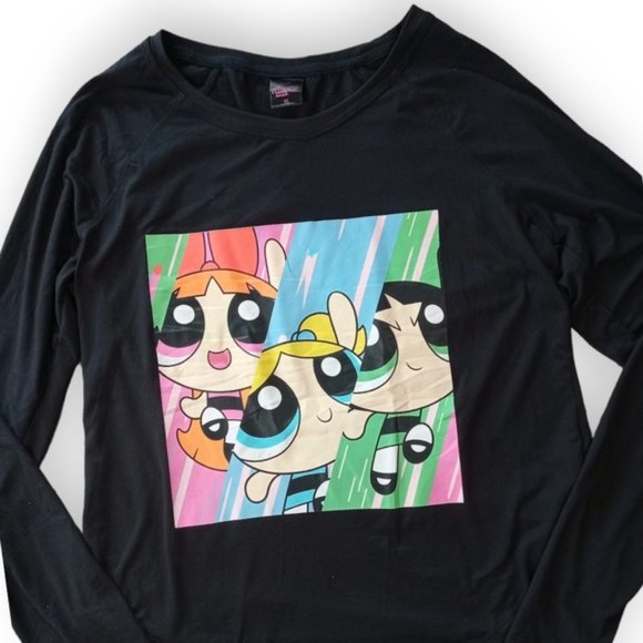 Power puff Girls official long sleeve shirt soft black women's - Picture 2 of 8